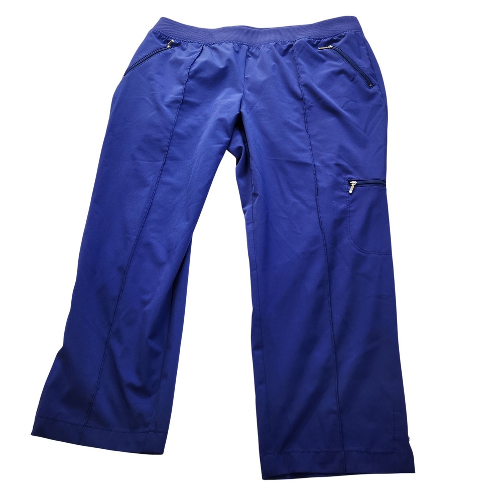 Zenergy by Chico's Sz 2 Blue Crop Cargo Pants Womens Large L Zipper Pockets